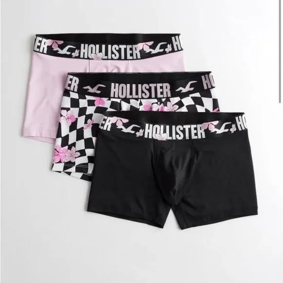 NWT-Hollister Men’s Sport Boxer Brief 3-Pack (Cherry Blossom Collection & Print) - Picture 2 of 6